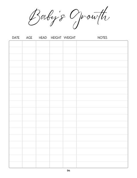 Pregnancy And Early Days Baby Log Diary, Mother and Baby Journal (Digital Download)